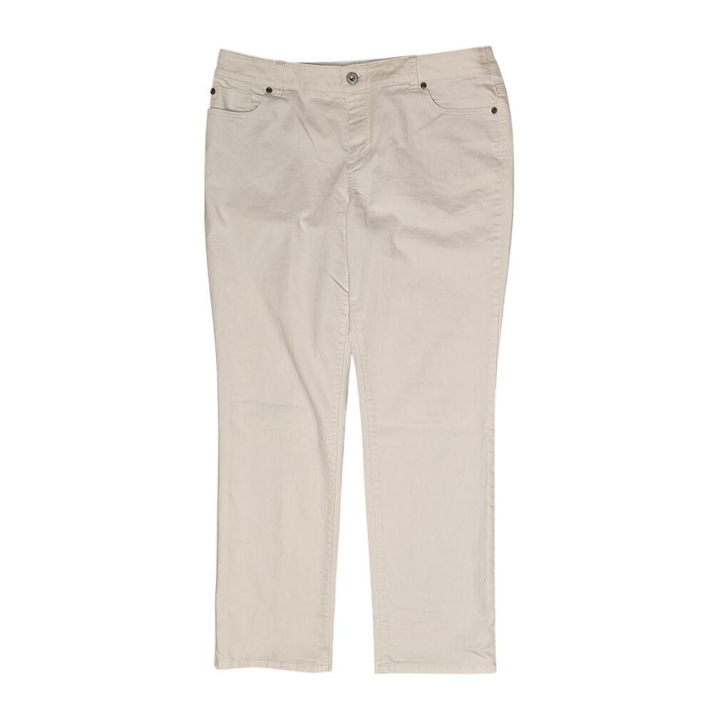 Chico’s Platinum Denim Cream Jeans Size 2 Short Slim Leg Ultimate Fit Pants